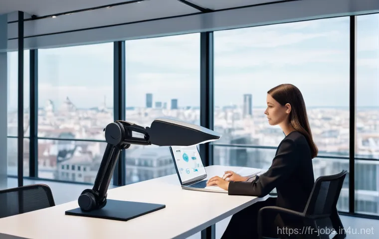 직업상담사와 경력 코칭 비법 - **Prompt 1: AI as a Collaborative Partner**
    A modern, bright French office interior during the d...