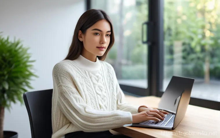 직업상담사와 직업병 예방 상담 - **Prompt: "A young professional woman, in her late 20s, with a thoughtful expression, seated at a sl...