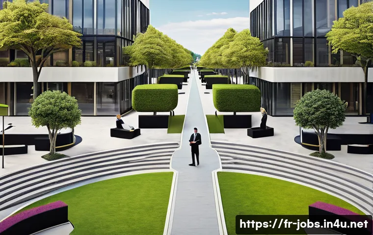 직업상담사와 산업심리학 - **Image Prompt: The Dynamic Career Crossroads**
    A vibrant, high-angle wide shot of a diverse gro...