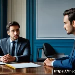 직업상담사 직업 윤리 사례 - A professional career counselor&rsquo;s office scene in Paris, featuring a mid-30s French male counselor a...