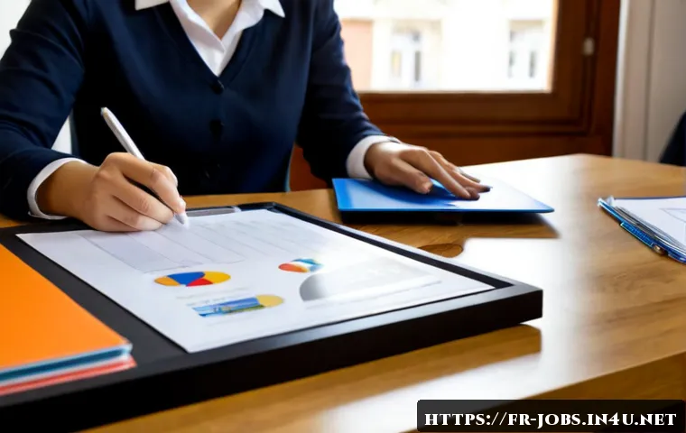 직업상담사 상담 매뉴얼 작성법 - Photorealistic French career counselor creating a consultation manual at a tidy office desk in Lyon,...